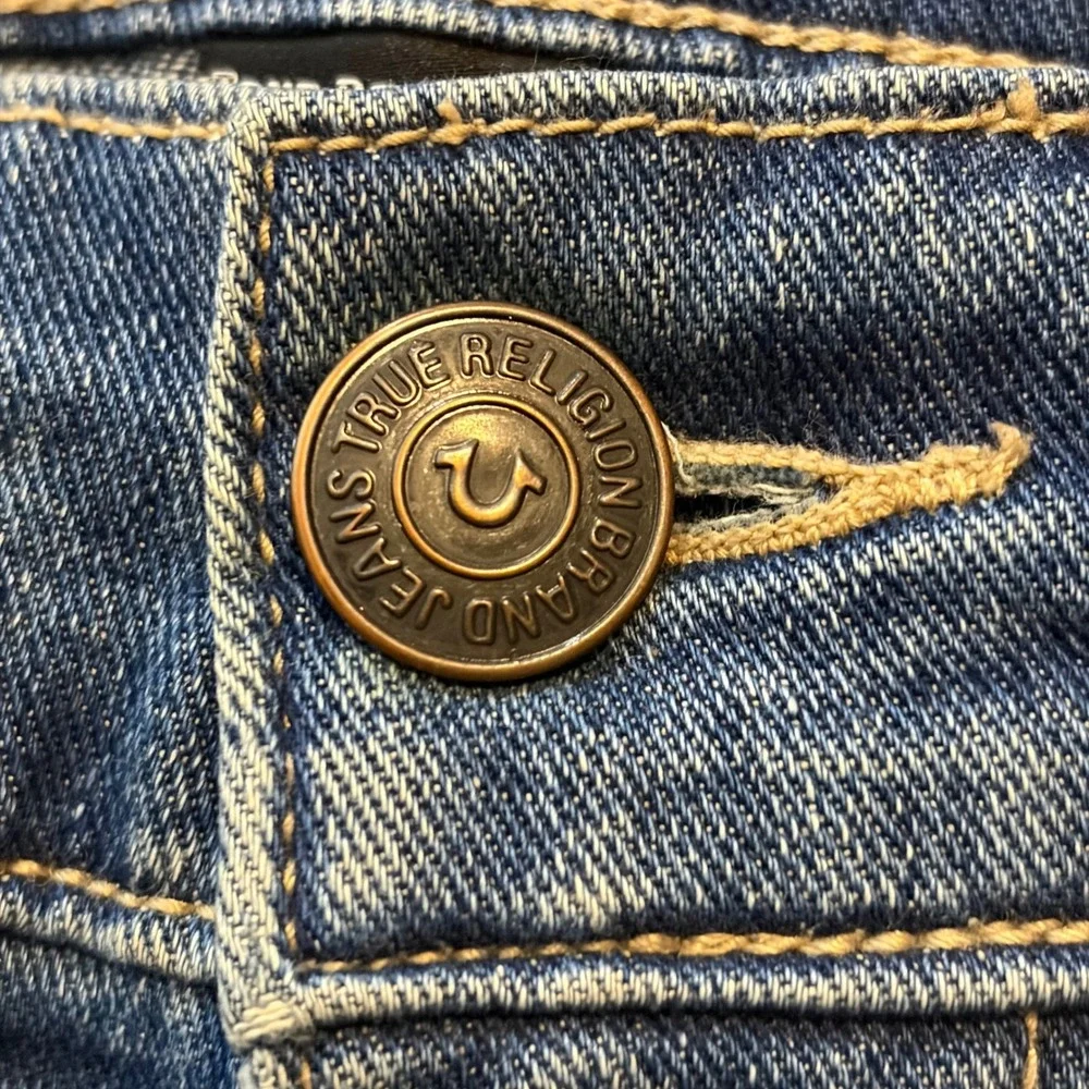 True Religion Geno Relaxed Slim Distressed Blue Denim Jeans Mens 30